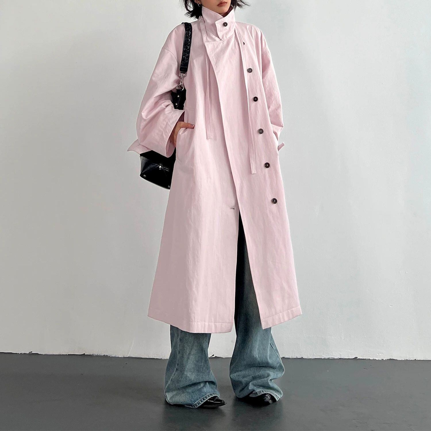 DOUBLE BREASTED LONG SILHOUETTE TRENCH COAT M-18489