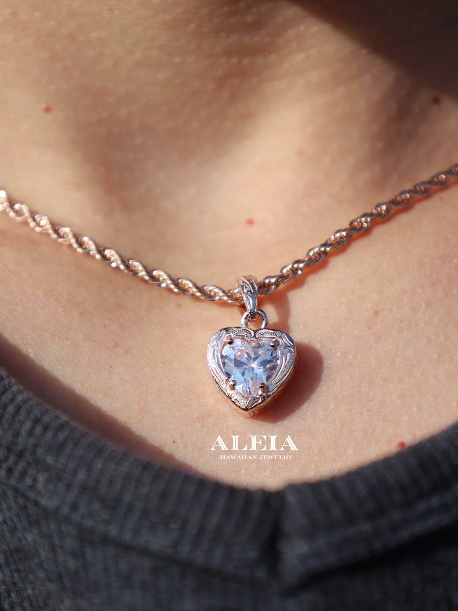Heart Zirconia Necklace [316L] ハワイアンジュエリー | ALEIA