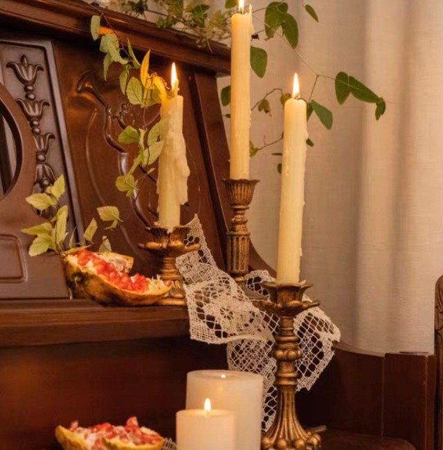 【現品限り訳ありSALE】【3set】antique candle set【C905】