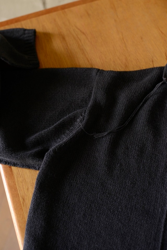 Nikki ESSENTIAL PIECES / cotton Fancy yarn crochet collar Knit jacket (charcoal)