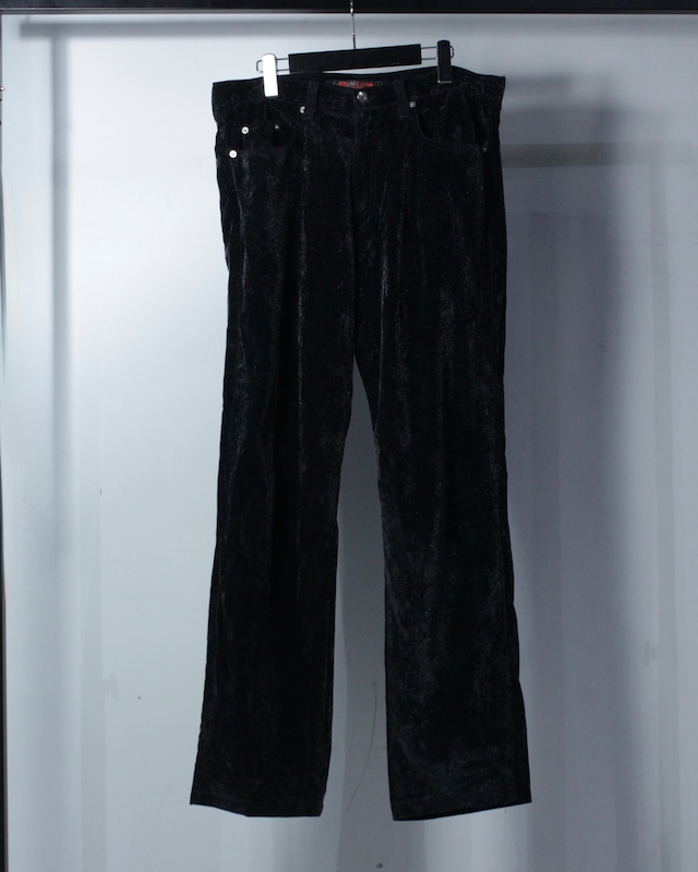【Caka BLACK】Glitter Velour Vintage Straight Pants