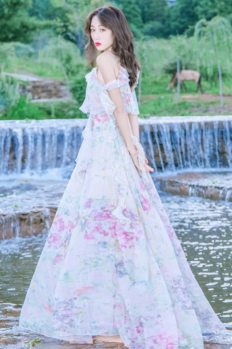 美品✨限定品 ダイアグラム マルチWAYワンピース 水彩　プリーツ　ロングドレス 岡部あゆみさんコラボ ] マルチwayカシュクールワンピース [E3304