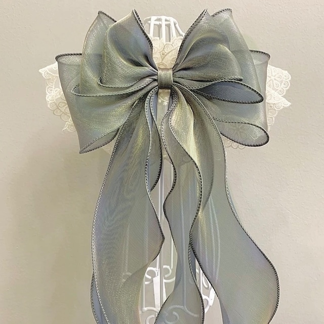 オーロラ Green エプロンリボン 猫 付け襟