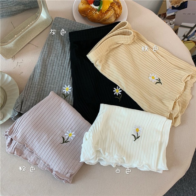 刺繍パンツ サマースタイルレギンス レディース コットン 夏物 ピュア 萌量不足24831005392