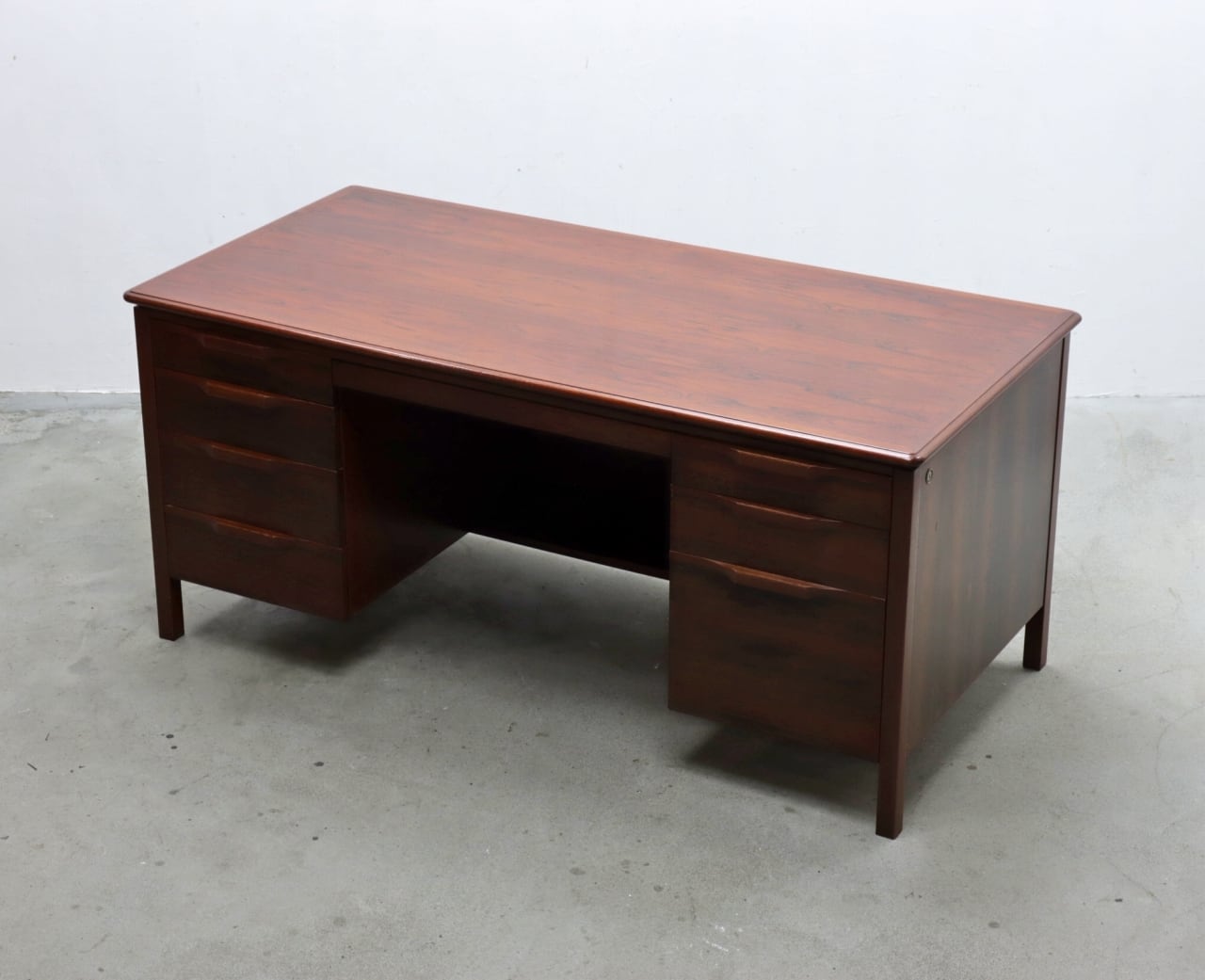 ヴィンテージ ローズウッド 両袖デスク 机 書斎 PC オフィス 北欧デザイン レトロ PJK21143