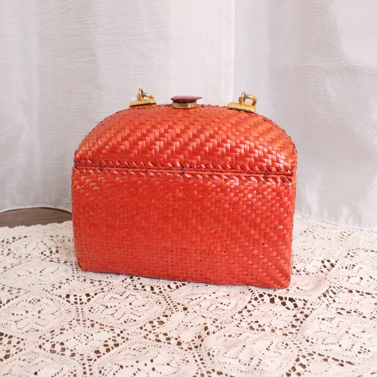 〈fumieさま専用〉 カゴハンドバッグ レッド【418】