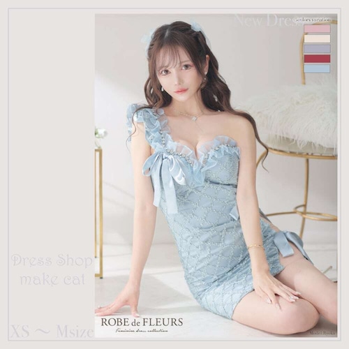 【ROBE de FLEURS】【即納】(XS.S.Mサイズ) ジュエリー×リボンタイトミニドレス (fm2160)