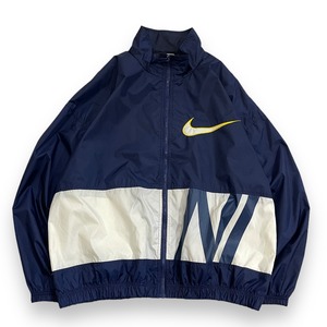 90年代〜 size:XXL【 NIKE 】ナイキ ナイロンジャケット フルジップ 立ち襟 ナイロン ネイビー 古着 古着屋 高円寺 ビンテージ n40416