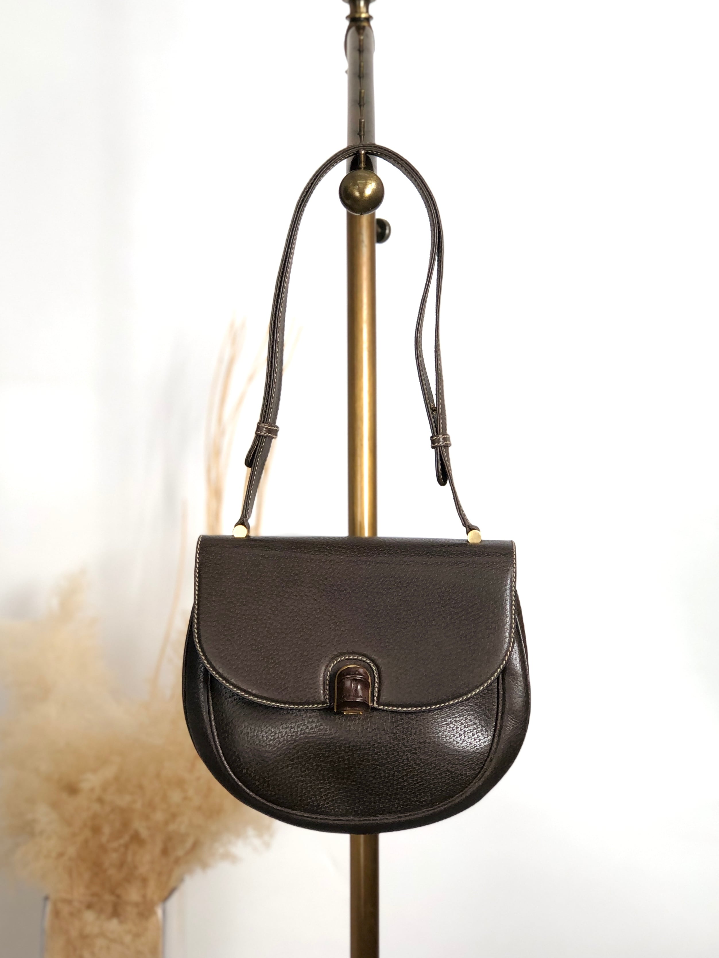GUCCI グッチ ショルダーバッグ バンブー ブラウン レザー vintage ヴィンテージ オールド 843vd4