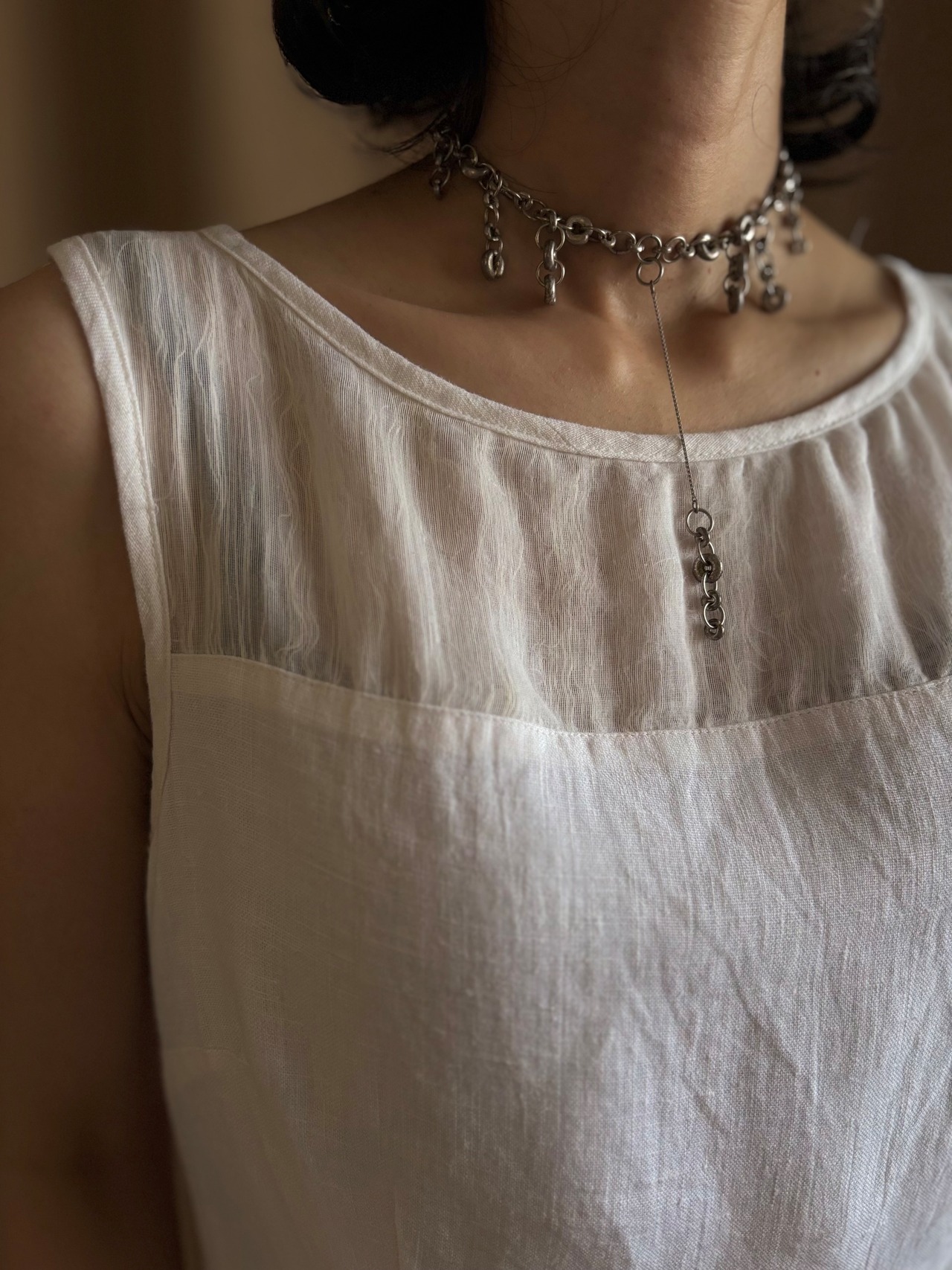 MADE IN U.S.A. white linen dress-5314-7