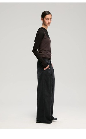 DECESOLO 26AW 100%コットン 細畝コーデュロイ タックトラウザー