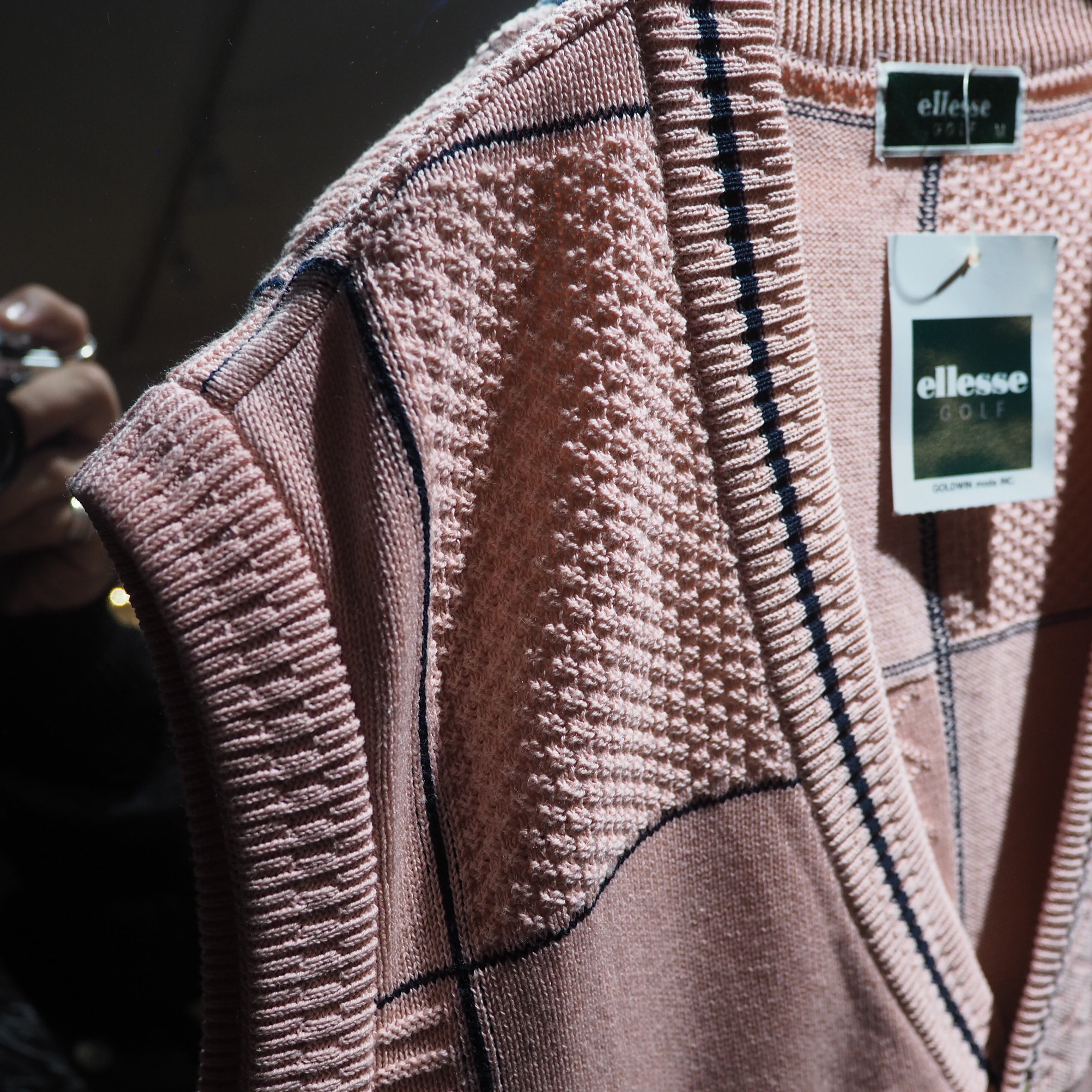 1990s " ellesse " Light pink color vintage loose knit vest