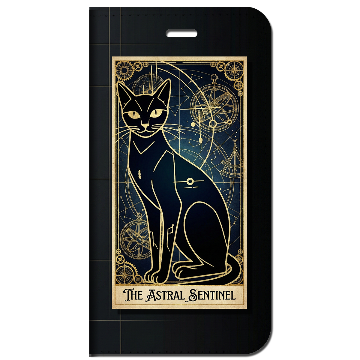 iPhone対応 スマホ 手帳型ケース タロットカード 猫 THE ASTRAL SENTINEL -星界の番人- 占い 神秘 ネコ 【iPhone17 / iPhone16e / iPhone16 他 iPhone各機種対応】 |iacat001