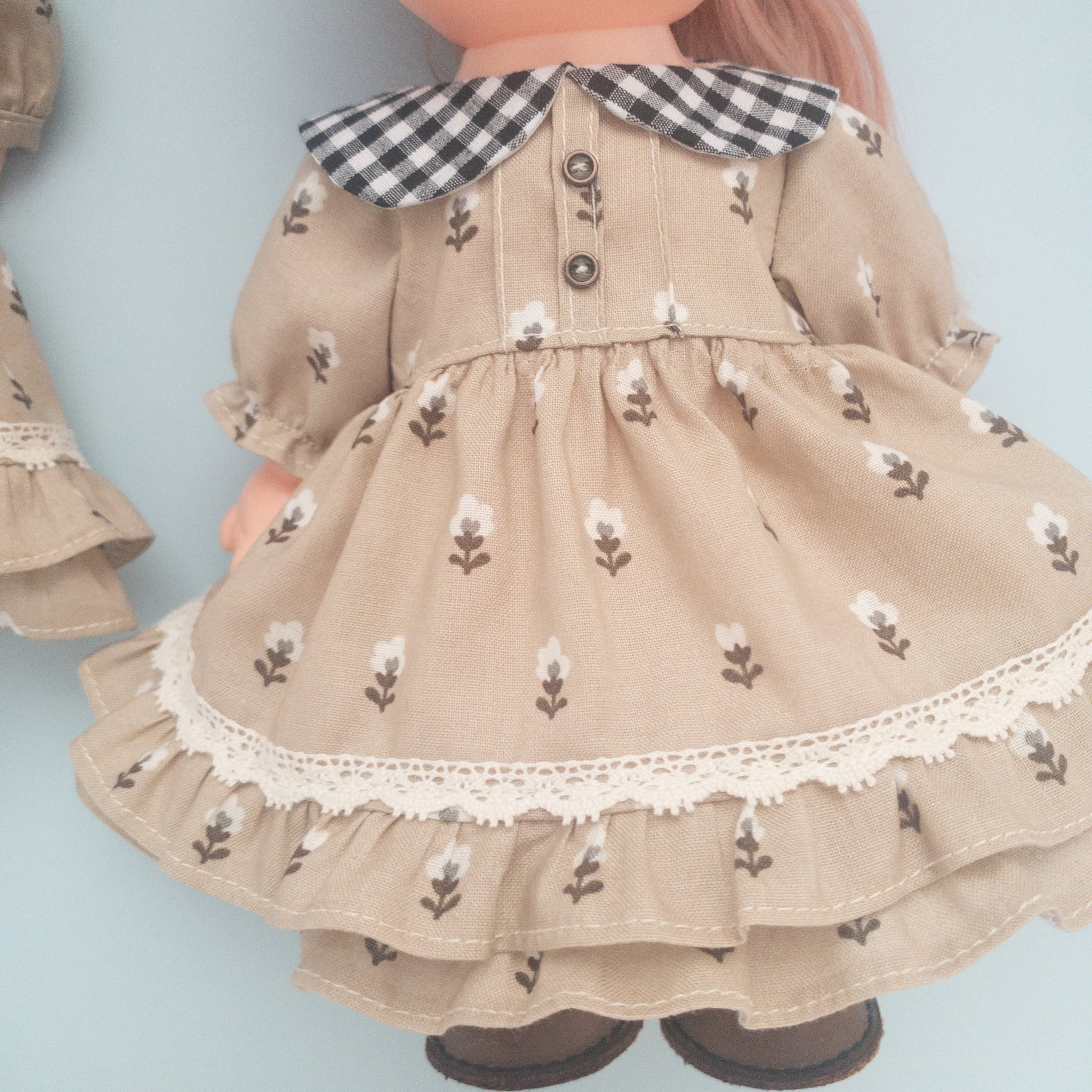 2点セット】リカちゃんソランちゃんお揃いワンピース（ベージュ黒