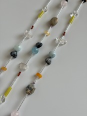Multi Stone Clear Beads Necklace［BZN35］