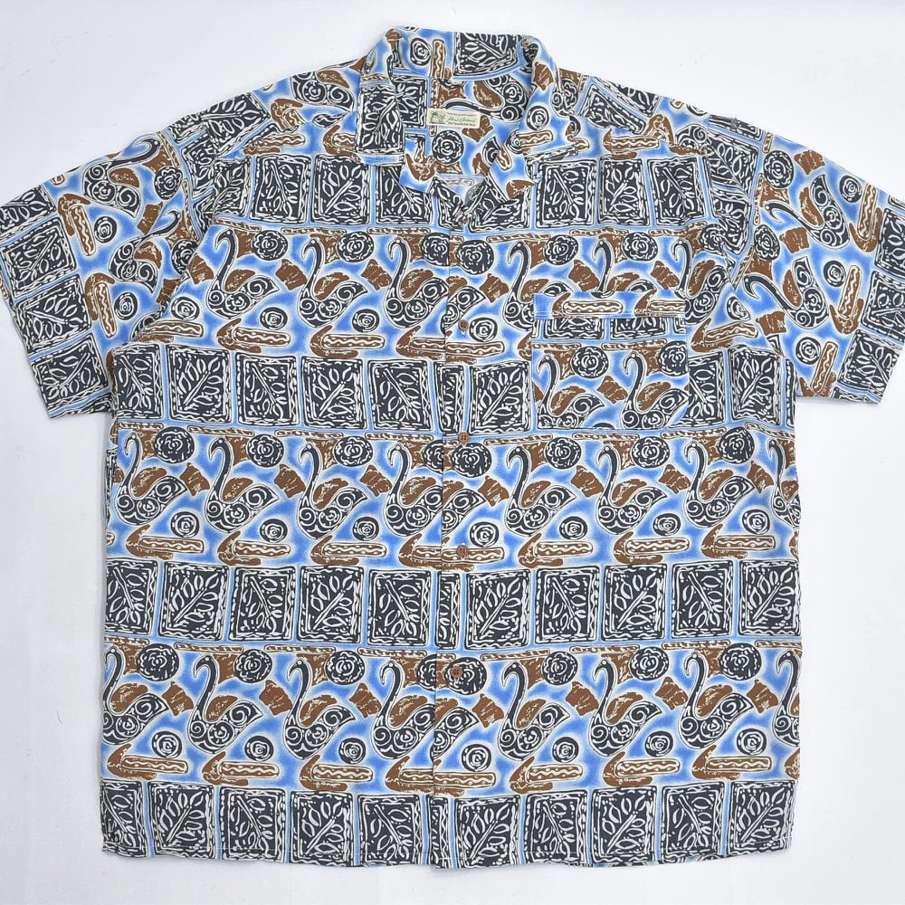 90s～ Mint Island ミントアイランド オープンカラー レーヨン 総柄