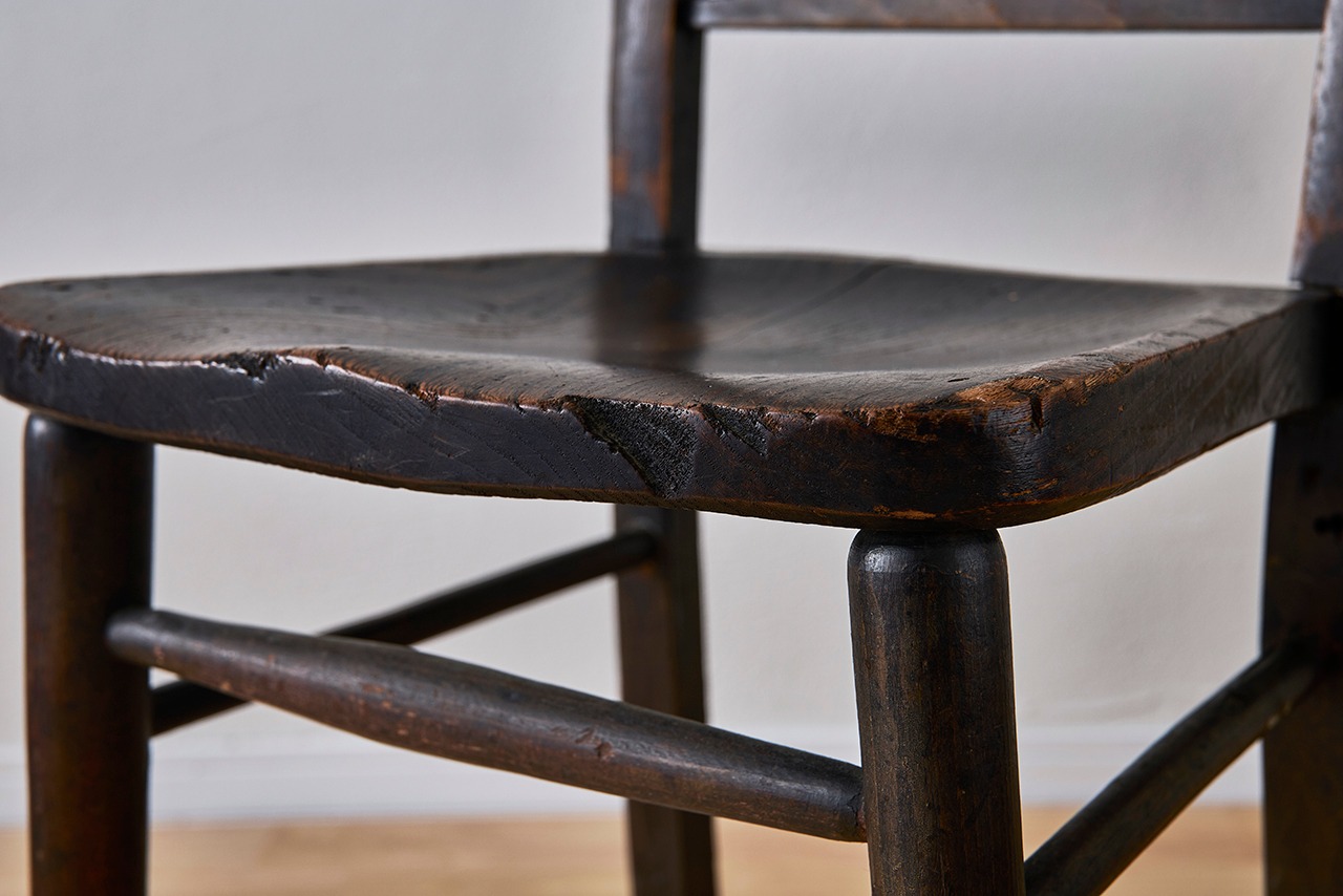 ヴィンテージ チャーチチェア(B)　：アンティークレトロビンテージ教会イス木製椅子ダイニングチェアカントリー