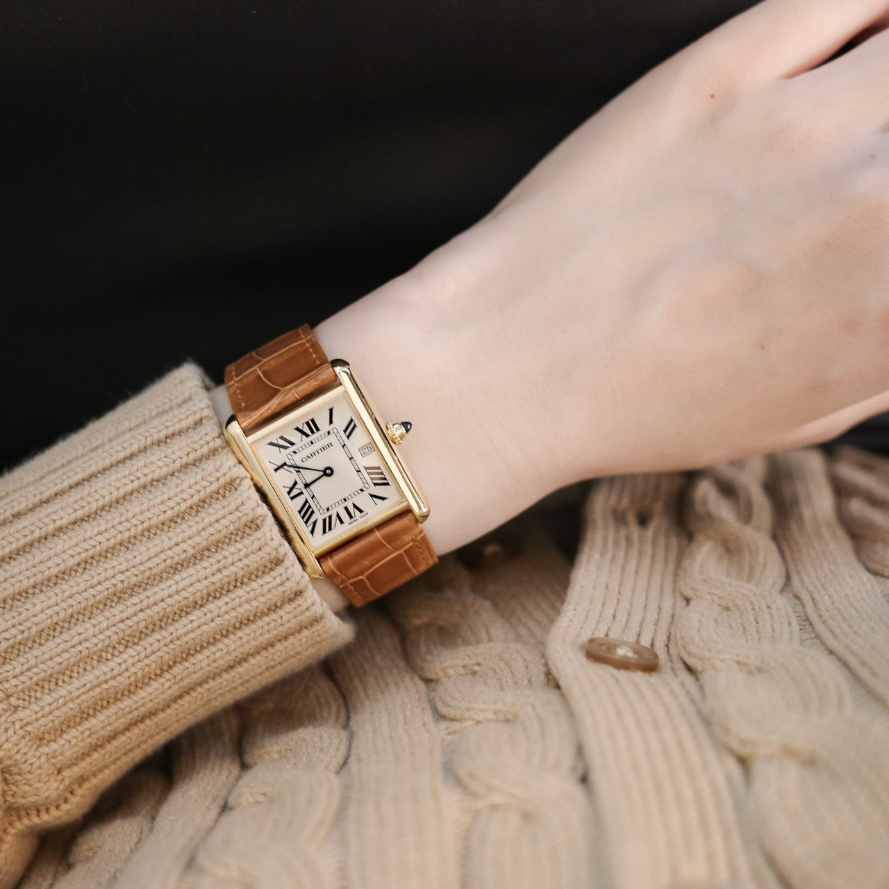 カルティエ タンクルイ LM クオーツ デイト付き