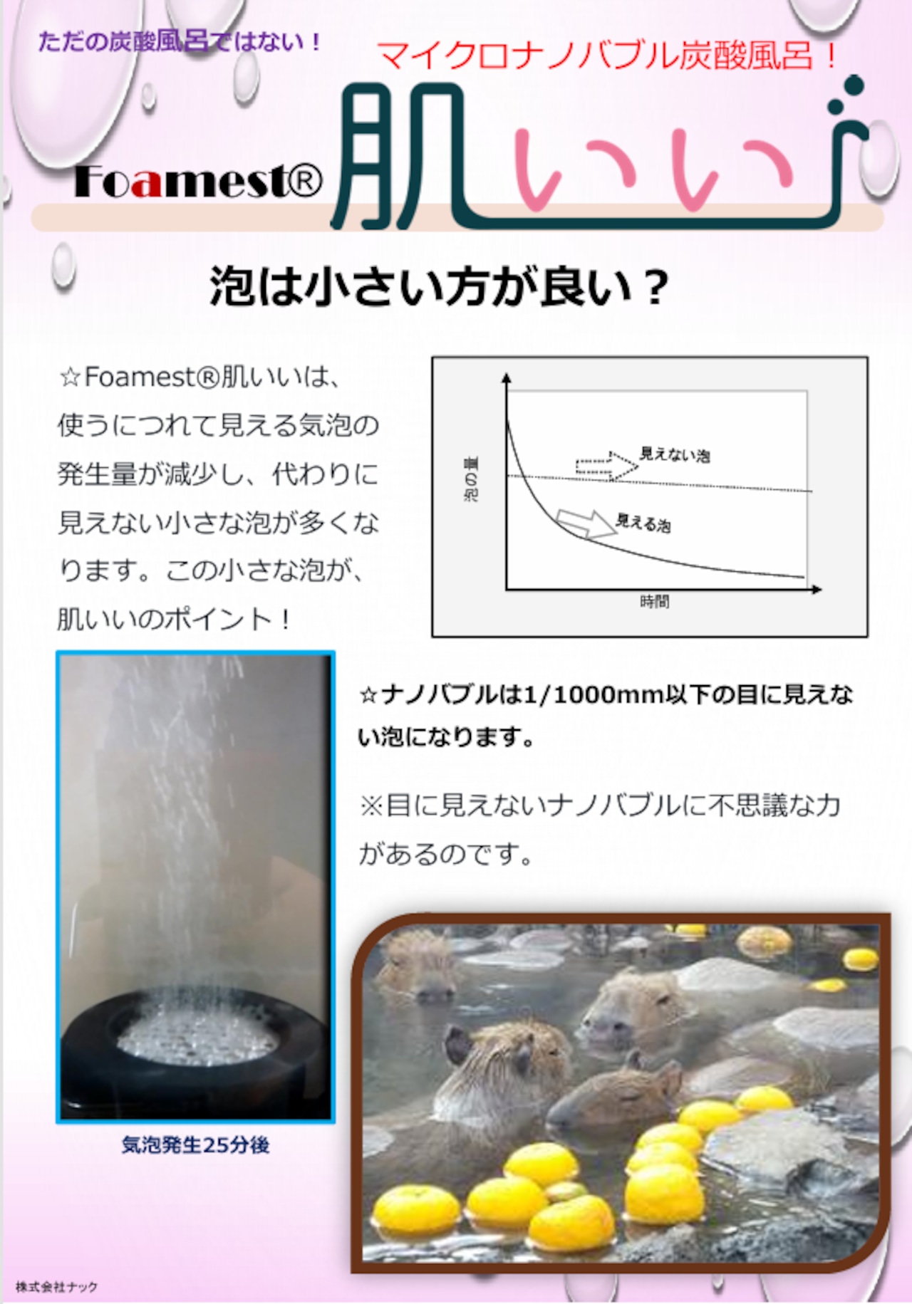 マイクロナノバブル炭酸風呂「Foamest®肌いい」 | Foamest