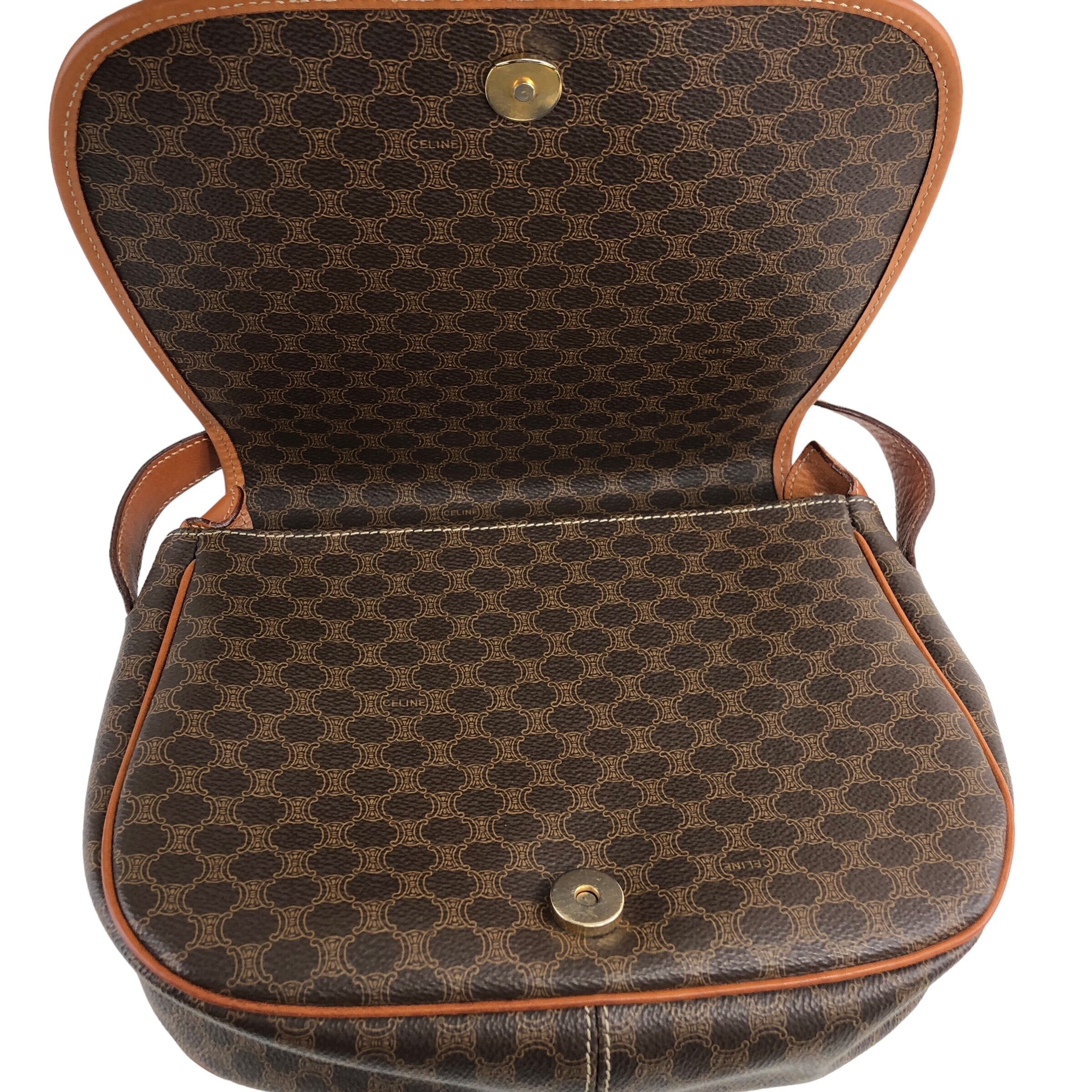 CELINE セリーヌ マカダム ショルダーバッグ フラップ ブラウン