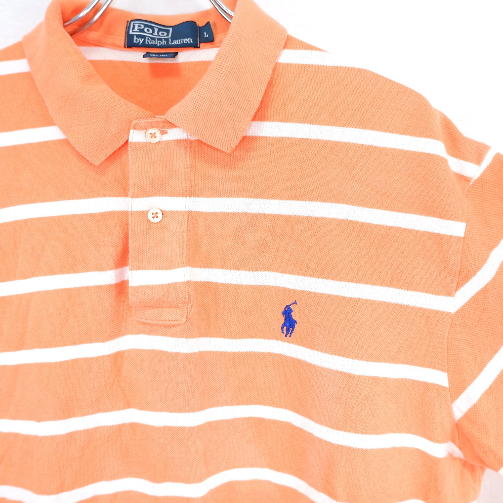 [XL] Polo Ralph Lauren Horizontal Stripes Orange Polo-shirt | ポロ ラルフローレン  ボーダー オレンジ ポロシャツ | きれいめや90sのメンズ古着専門店jo-Ro powered by BASE