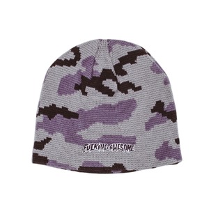 FUCKING AWESOME / EMBROIDERED STAMP LOGO SKULLY BEANIE PURPLE CAMO