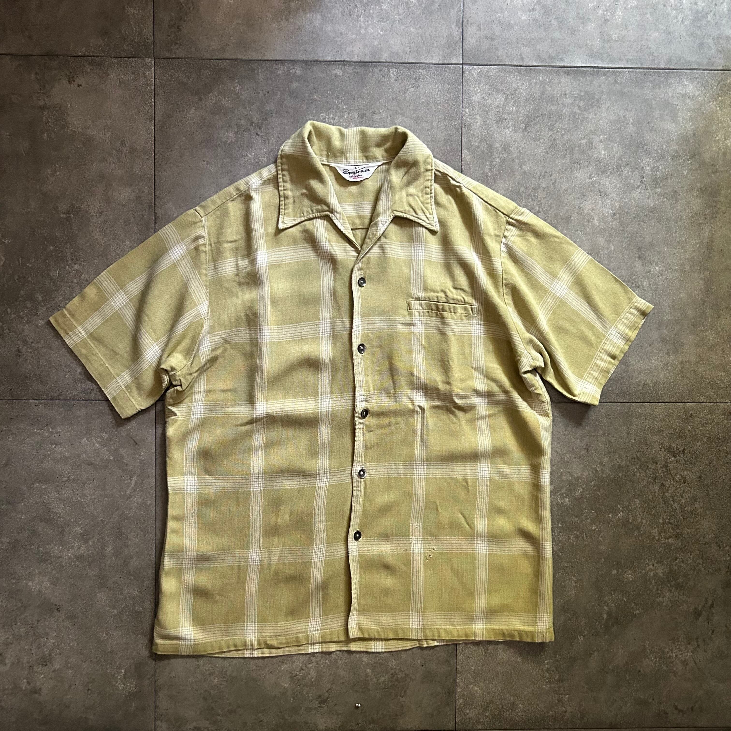 60s sportsman 半袖レーヨンシャツ L カリフォルニア製 若草色 | 東京 