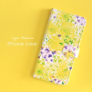 iPhone 手帳型スマホケース 【canola flower 黄色いお花畑】