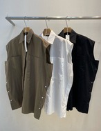 【新作５％OFF・3日間】Side-Button No-sleeve Shirts_3colors