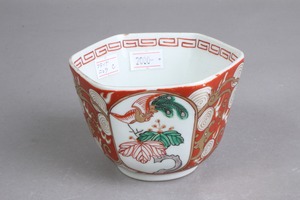 ニュウ フチソゲ 伊万里焼 色絵 龍鳳凰桐文 六角形 向付 C アウトレット