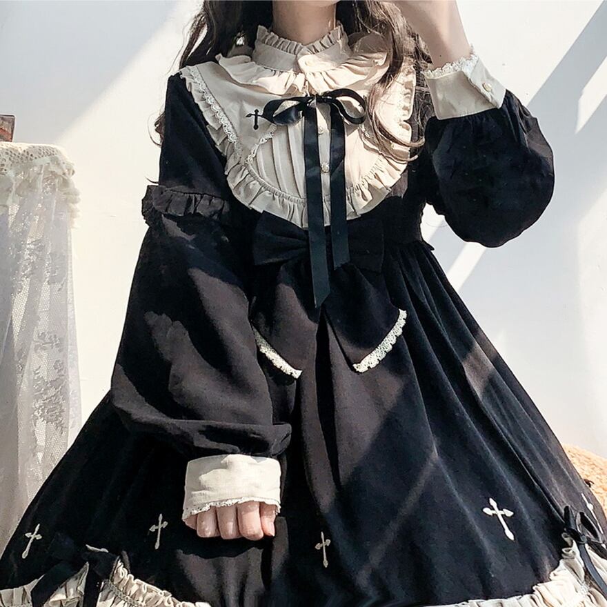 ゴスロリ通販 With U ゴシック ロリィタ ゴスロリ ワンピース ネック