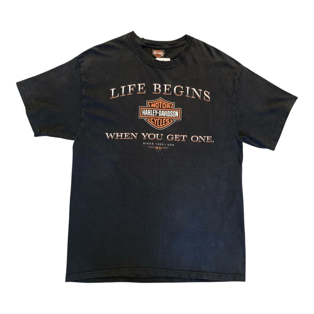 E918】2007 Harley-Davidson H-D print black T-sh / ハーレー