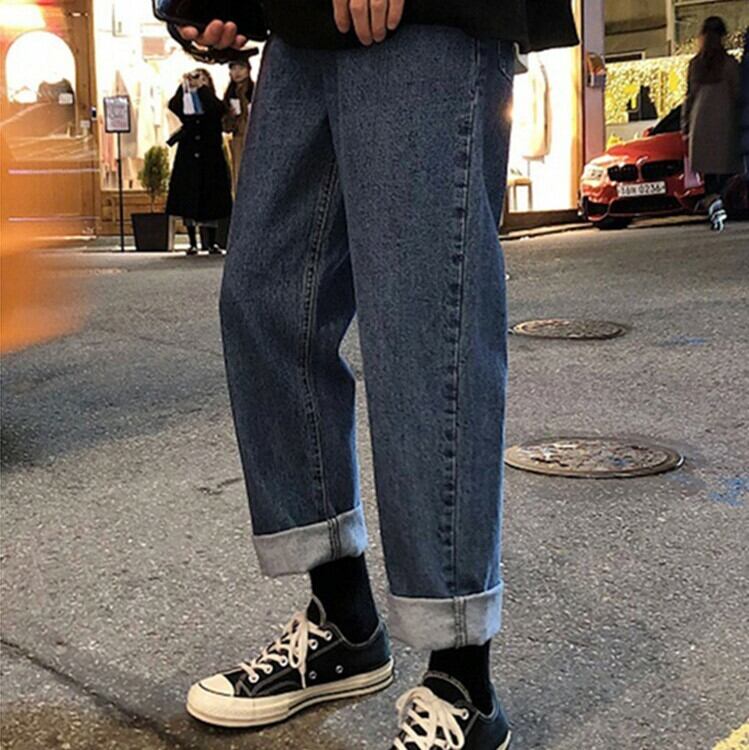 全2色 デニム パンツ ストレート カジュアル 無地 おしゃれ