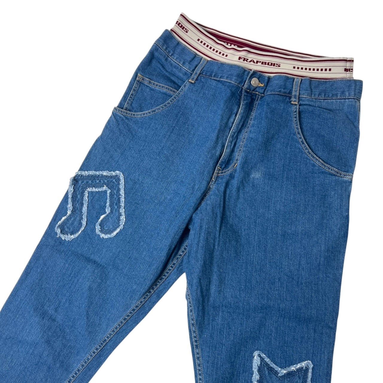 FRAPBOIS フラボア レイヤード風 デザイン ストレッチ デニムパンツ 1/ブルー