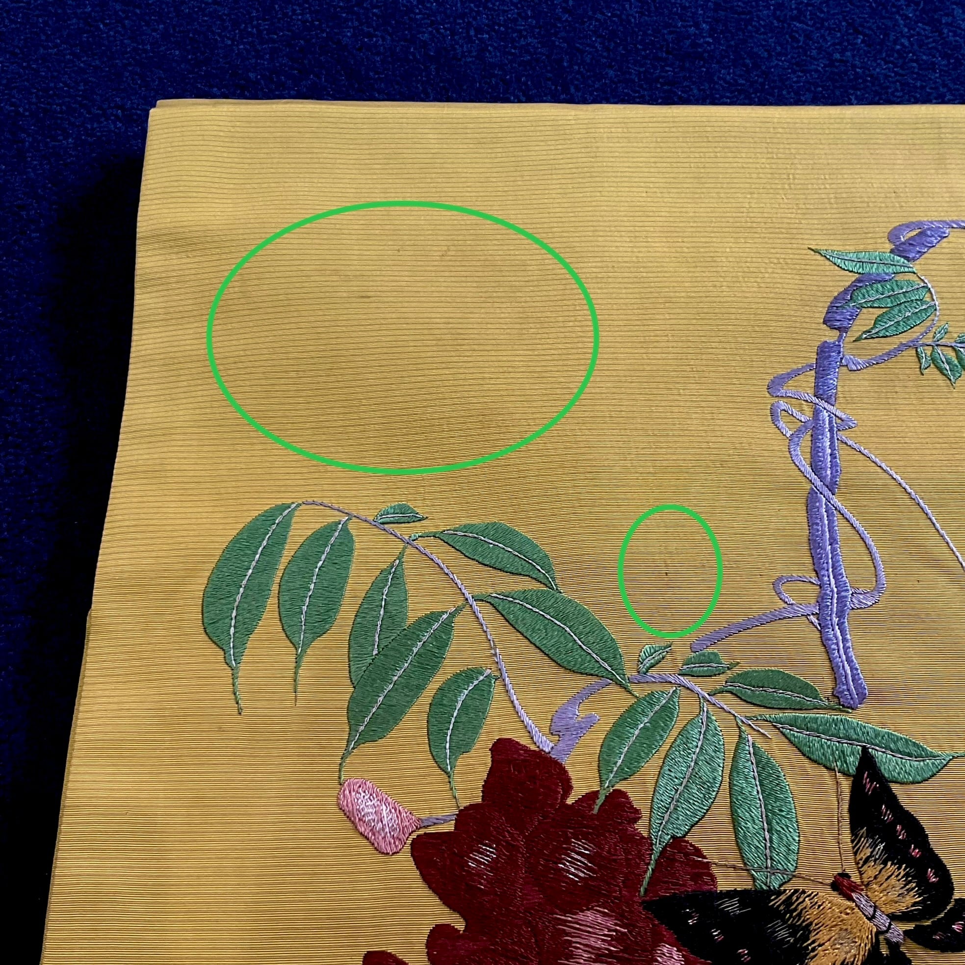 藤と蝶々* 刺繍 花 アンティーク名古屋帯 A639 | kimono tento 藤と蝶々* 刺繍 花 アンティーク名古屋帯 A639 | kimono tento