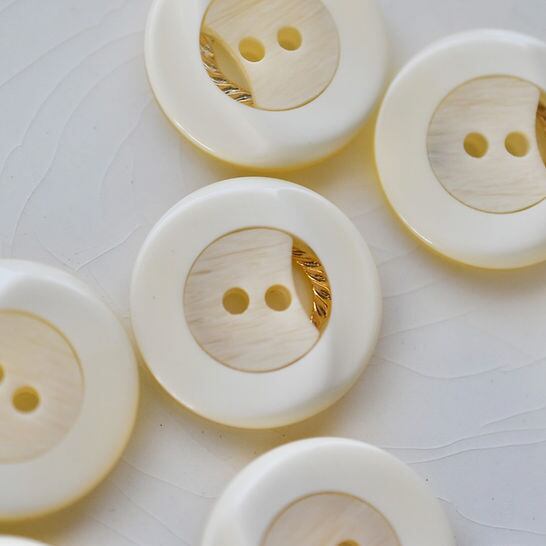 2カラーアイボリー×ゴールドチェーンリング 2穴 23㎜