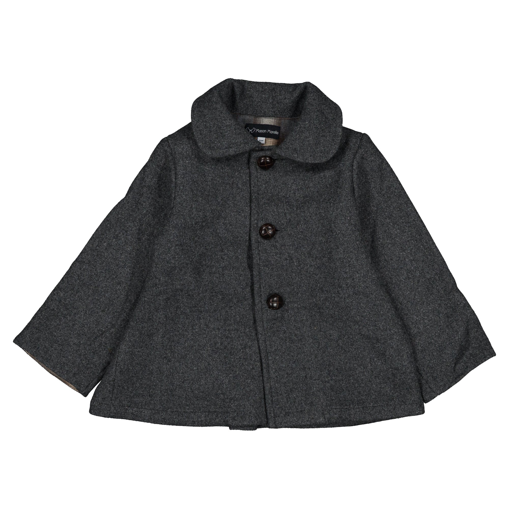 【予約/送料無料】18m-4y / Coat amovible cape SHERLOCK - gray mostly wool / Maison Marelle
