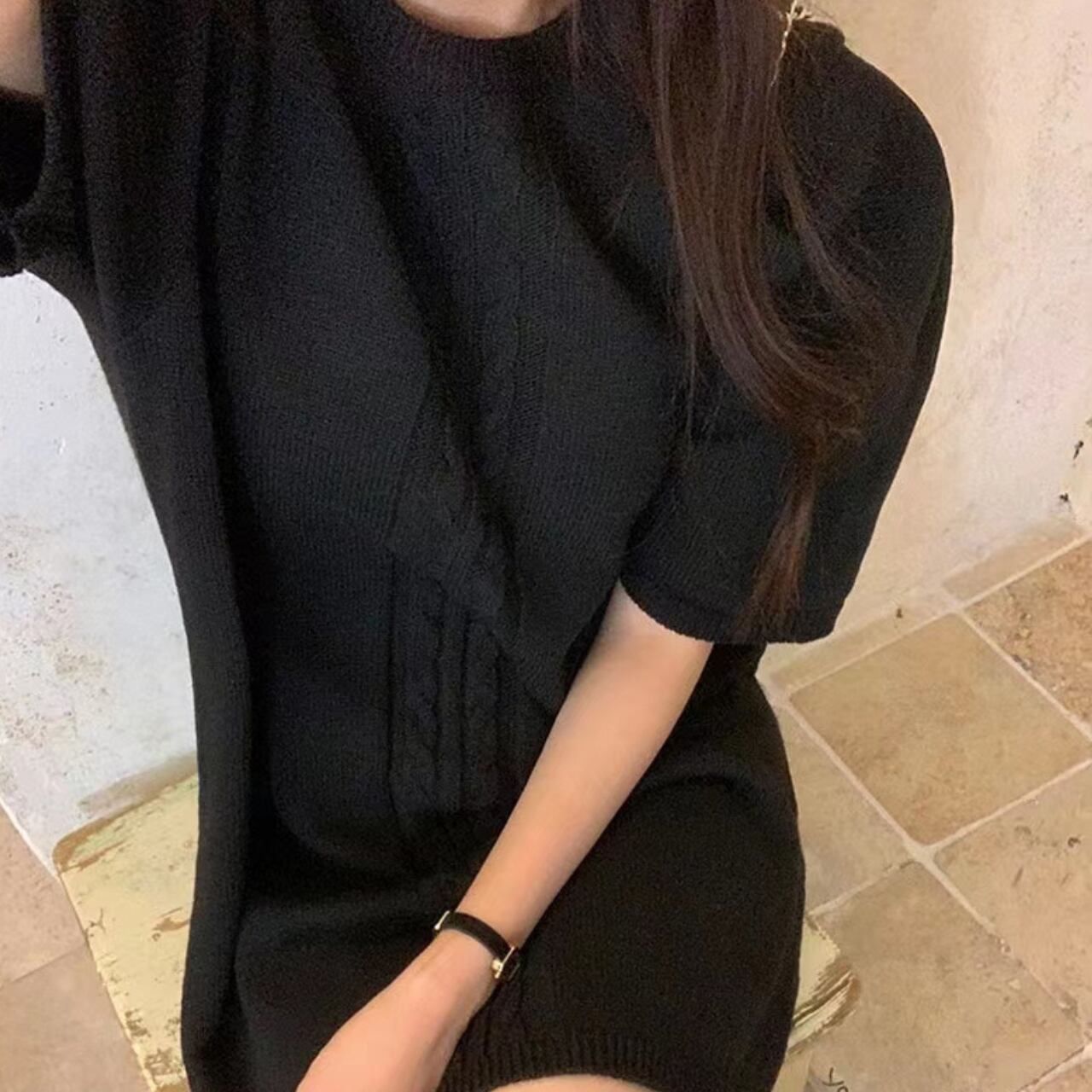 ケーブルニット ミニワンピース A4427