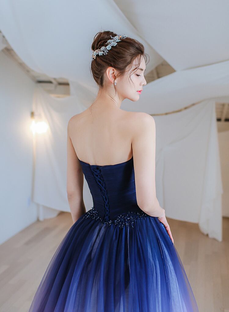 美品！カラードレス ネイビー ベアトップ グラデーション 可愛い 憧れ  