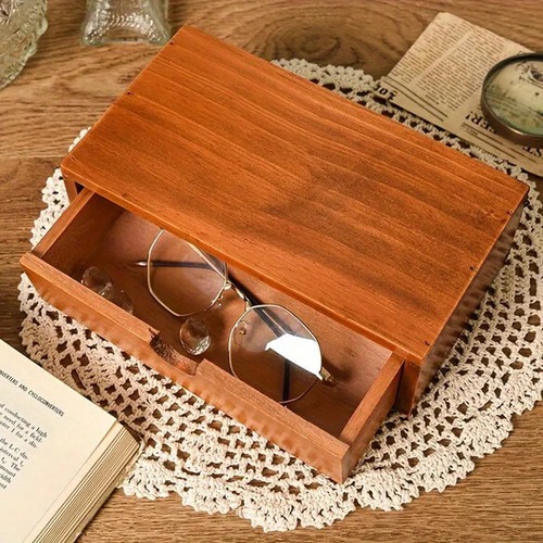 小物収納棚 小物収納ケース 木製 ３グリット デスク収納 収納ケース 引き出し レトロ おしゃれ 北欧