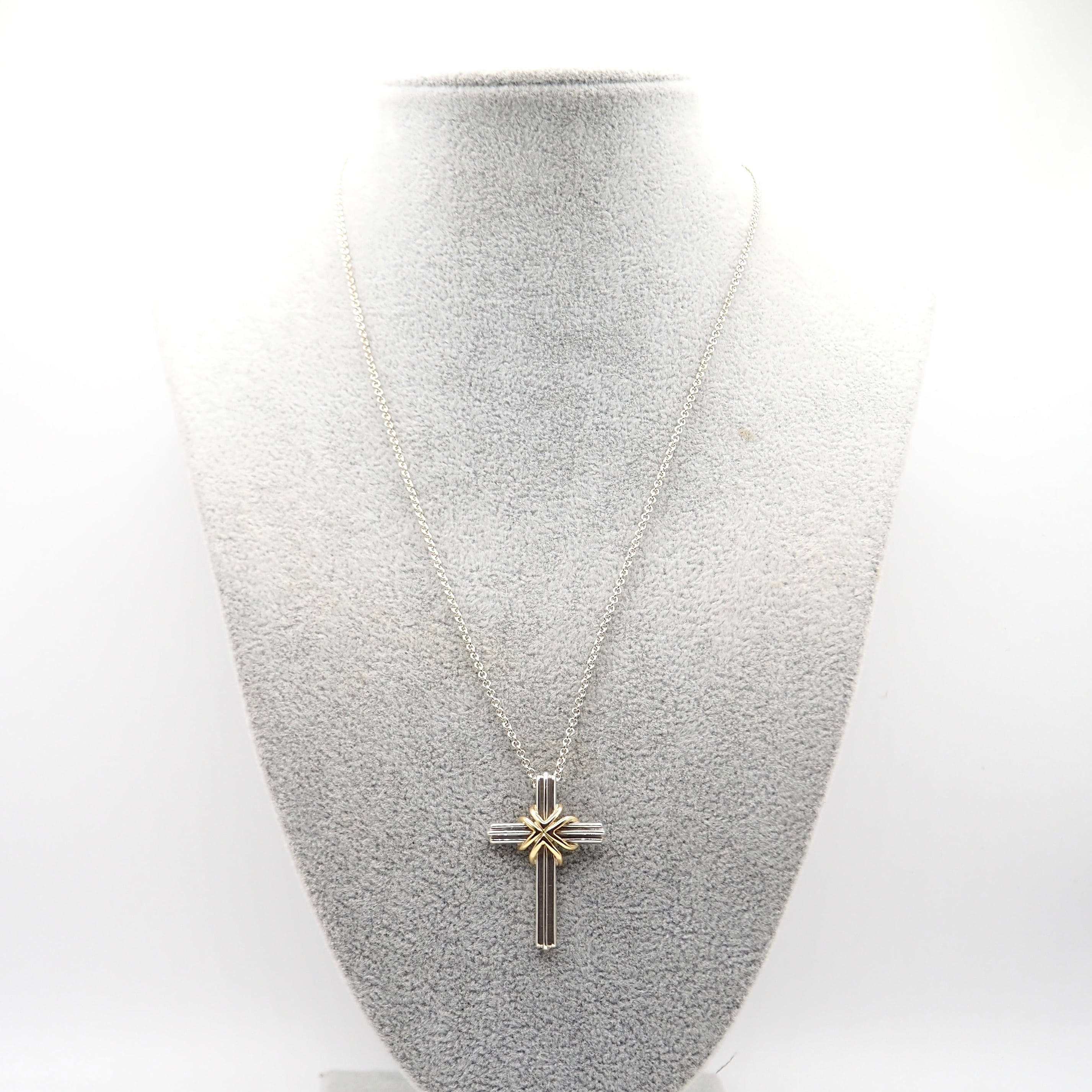 Tiffany&Co. シグネチャークロス コンビ ネックレス シルバー925 K18