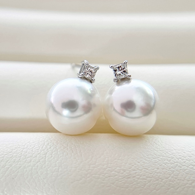 南洋白蝶パールピアス/フェニックス/天然ダイヤモンド/K18WG/シルバー系 南洋白蝶パールピアス/フェニックス/天然ダイヤモンド/K18WG/シルバー系
