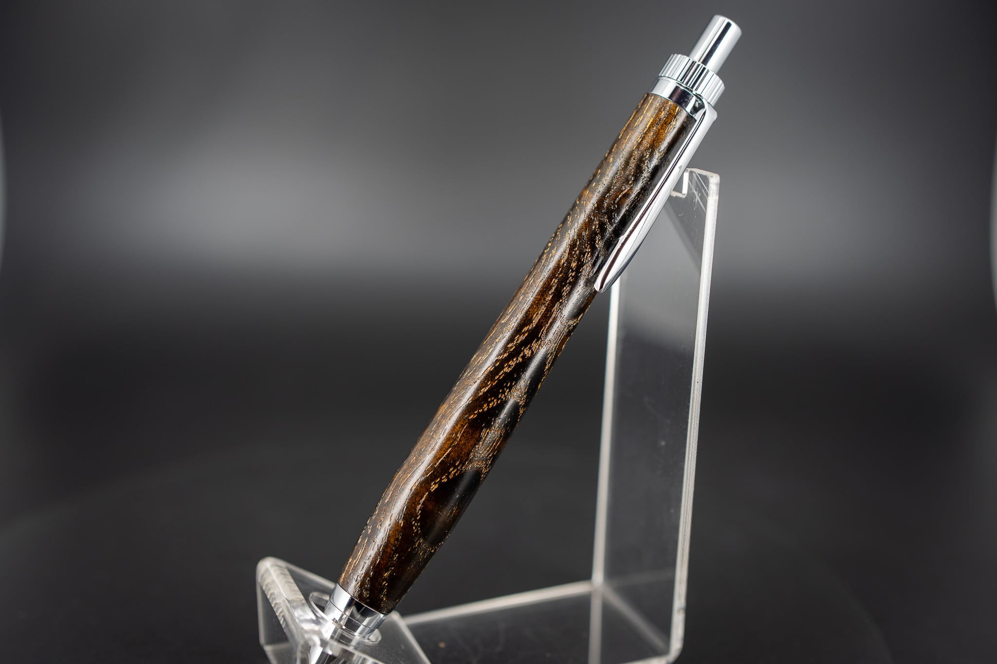 バット材の王様】 タモ 玉杢 拭き漆 ② silver BP | 木軸ペン工房 金杢犀