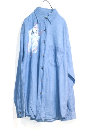 Cat  denim shirt