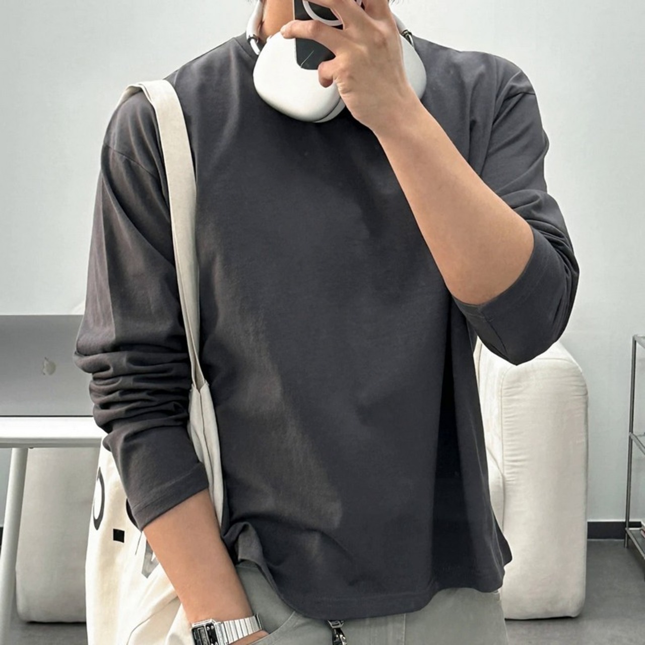 コットンベーシックロングTシャツ　1323