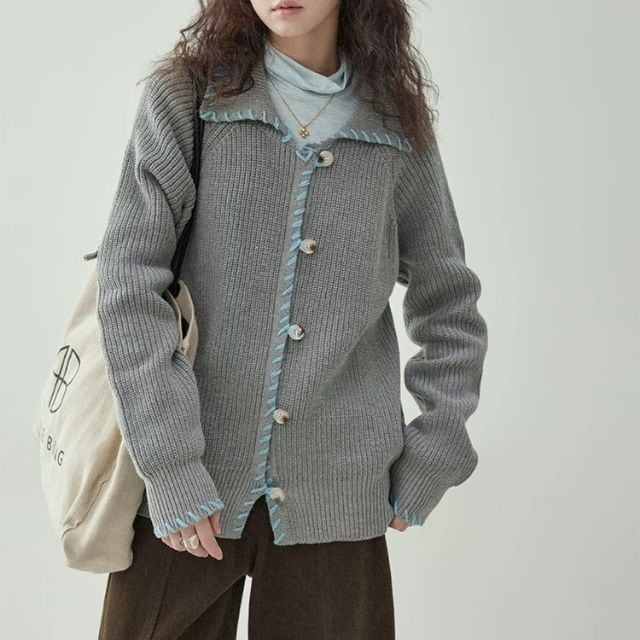 2色】stitch映えるバイカラーカーディガン(kai0955) | Shelluits