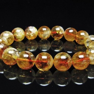 シトリン ブレスレット 虹入り 13mm シトリンクォーツ ブレス メール便可 一点物 111-50382