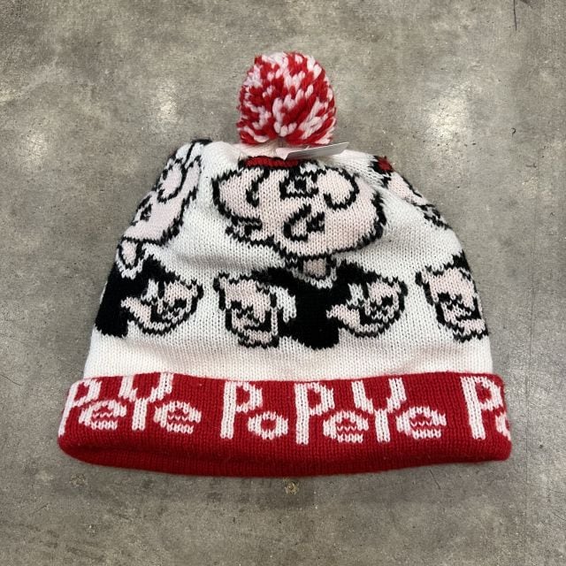 ポパイ POPEYE ボンボン ニット帽 ビーニー 80s 90s ポーカーズ PoPeYe / ポパイ】ボンボンニット帽 | 古着屋KAKAVAKA