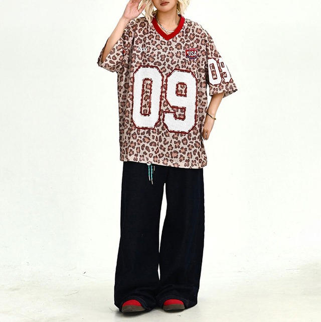 レオパードパターンナンバリングTシャツ 1col   R02192