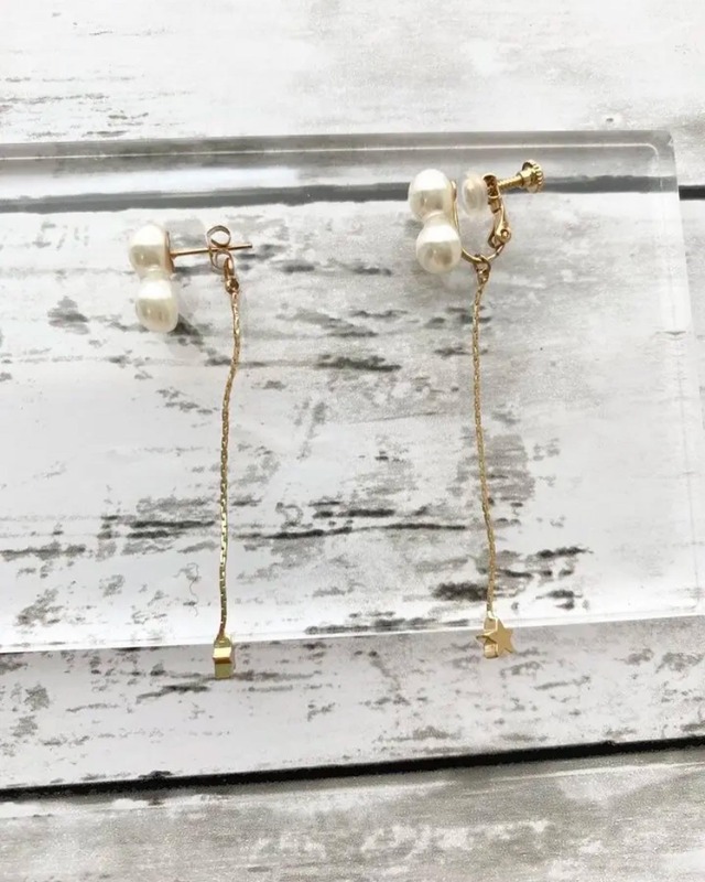 揺れる星…/y-m-上品なハンドメイドピアス